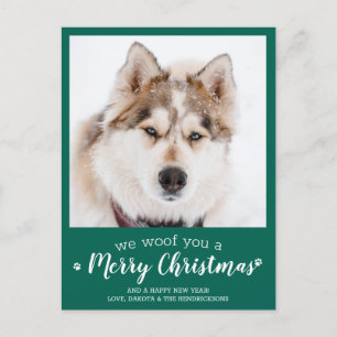 Pet Photo Personalised Dog Lover Merry Christmas Postcard