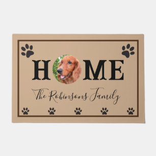 Pet photo print & HOME Script Family name custom Doormat