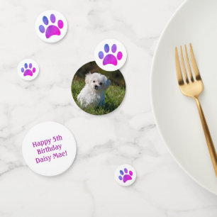 Pet Photo Purple Pink Paw Prints Birthday Party Confetti
