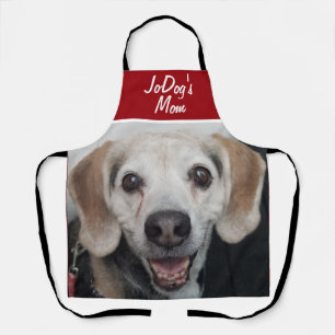 Pet Photo Red White Dog Mom  Apron