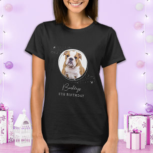 Pet Photo Silver Stars Personalised Dog Birthday T-Shirt