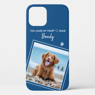 Pet Photo Stylish Blue Dog iPhone 12 Case