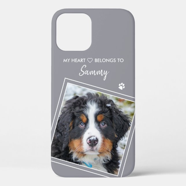 Pet Photo Stylish Grey Dog Case-Mate iPhone Case (Back)