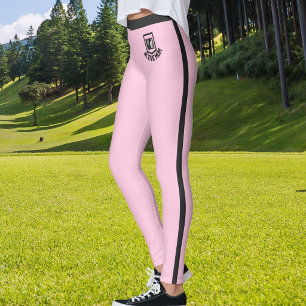 Pet Photo Text Ice Blush Pink Black Stripes Custom Leggings