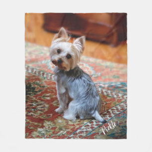 Pet Photo w Dog or Cat Name Personalised Fleece Blanket