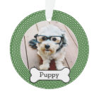 Pet Photo with Dog Bone - green polka dots