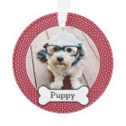 Pet Photo with Dog Bone - red polka dots