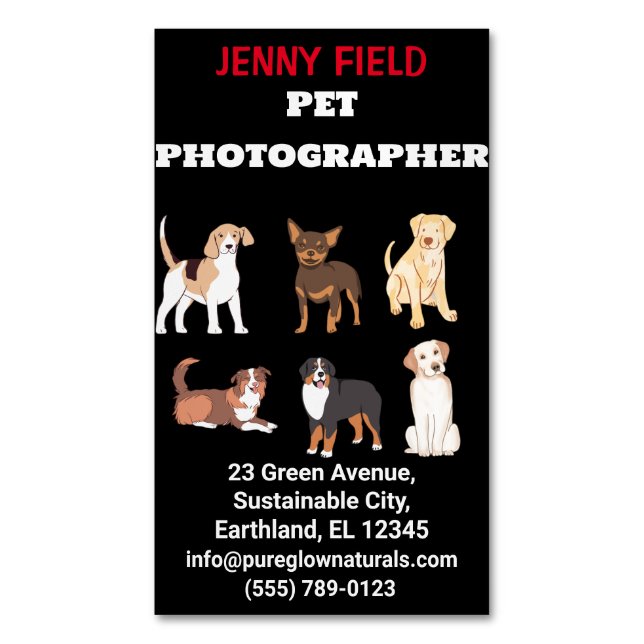 Pet Photographer Animal Folded Business Card (Front Vertical)
