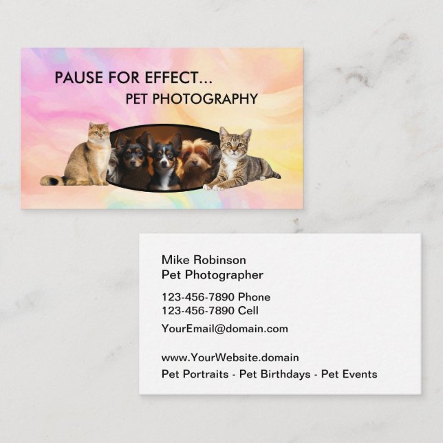 Pet Photography Modern Business Cards (Front/Back)