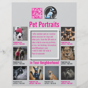 Pet Photography Session Flyer With QR Code & Tear‑
