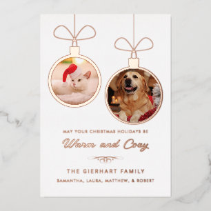 Pet Photos Dog and Cat Christmas Holidays Foil Holiday Card