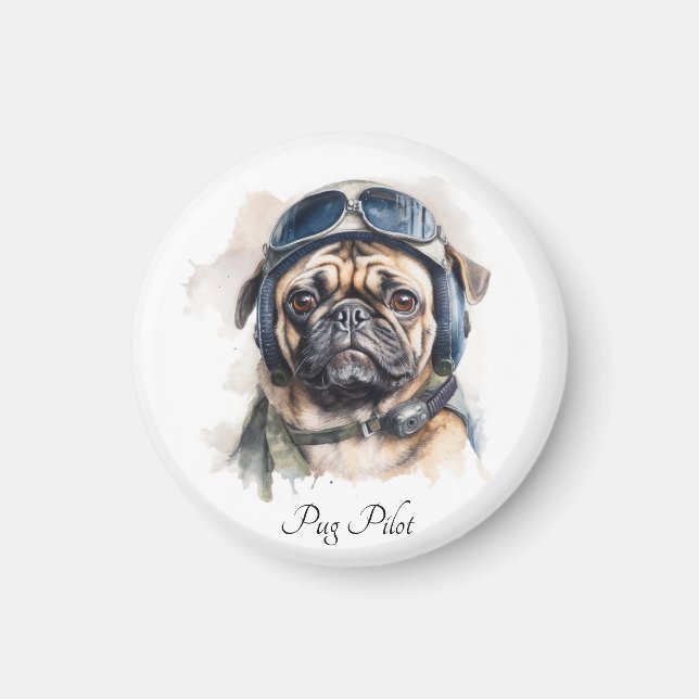 Pet Pilot Pug customisable Magnet (Front)