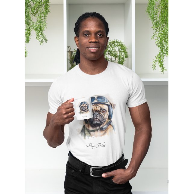 Pet Pilot Pug customisable T-Shirt (Creator Uploaded)