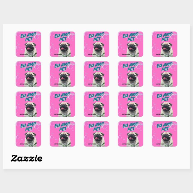 Pet Pink Square Adhesives Sticker (Sheet)