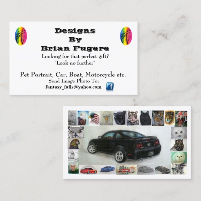 Pet Portrait, Car, Boat, Motorcycle etc.   Artist Business Card (Front/Back)