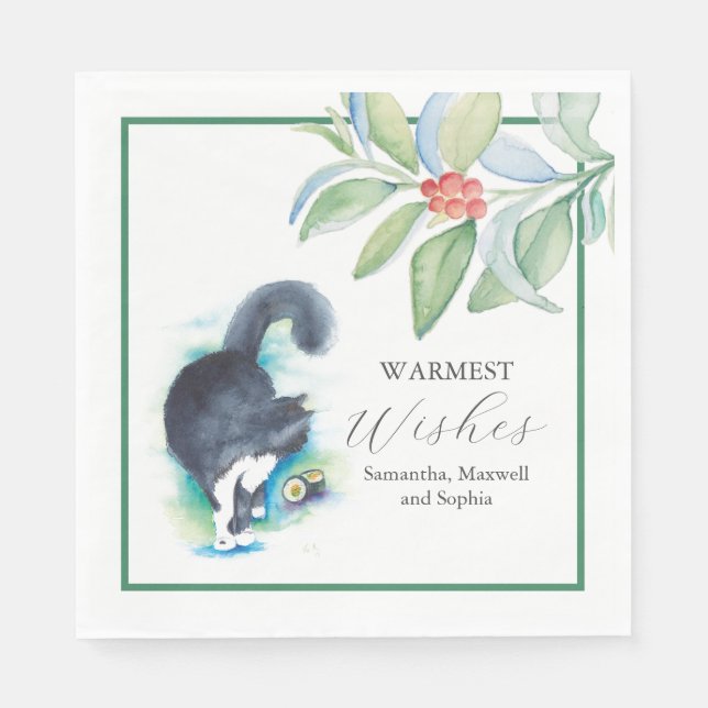 Pet Portrait Christmas Cocktail Napkins (Front)