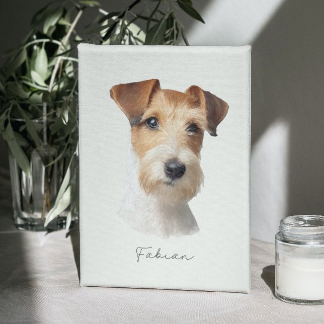 Pet Portrait Custom Dog Wall Art Memorial  (Custom pet portrait. Dog portrait. Cute fox terrier portrait
)