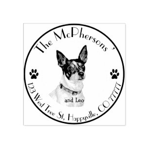 Pet portrait return address with paw prints rubber stamp