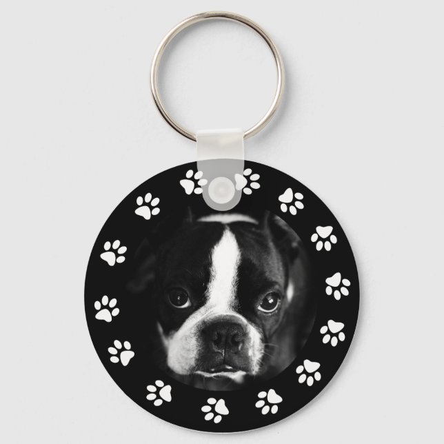 Pet Puppy Dog Photo Paws Personalized Custom Key Ring (Front)
