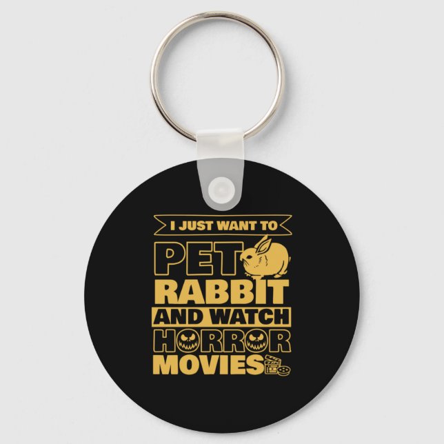 Pet Rabbit And Watch Halloween Key Ring (Front)
