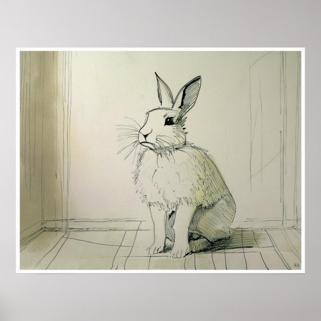 Pet Rabbit Drawing - Art Print (Front)