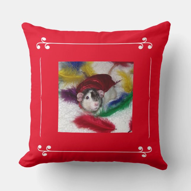 Pet Rat "Oreo" Throw Pillow (Front)