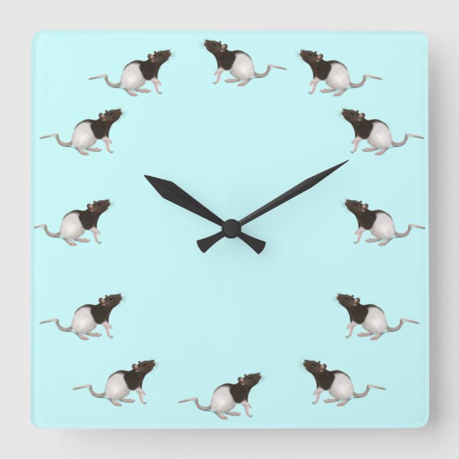 Pet Rat Painting Square Wall Clock (Front)