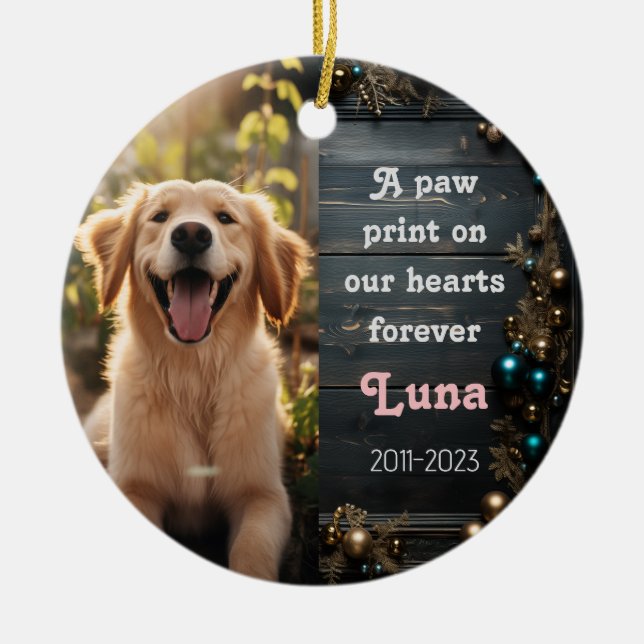 Pet Rememberance Christmas Ceramic Ornament (Front)