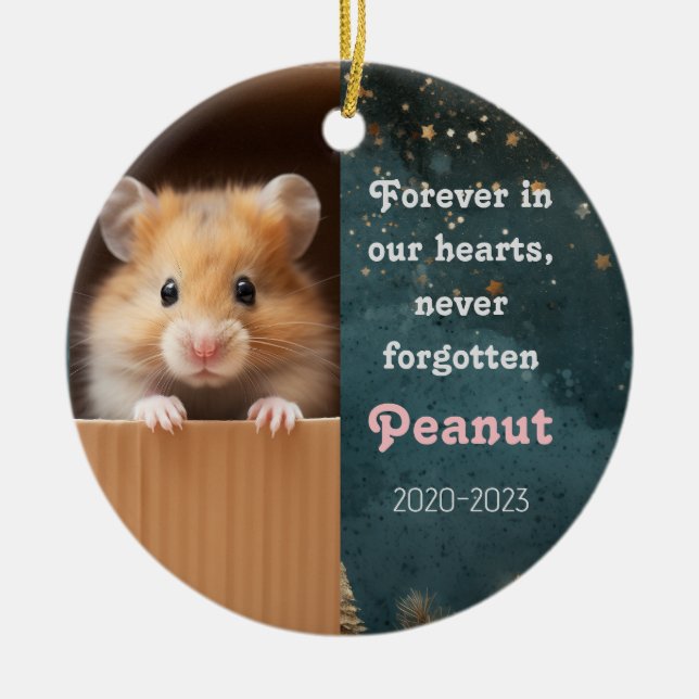 Pet Remembrance Christmas Ceramic Ornament Hamster (Front)