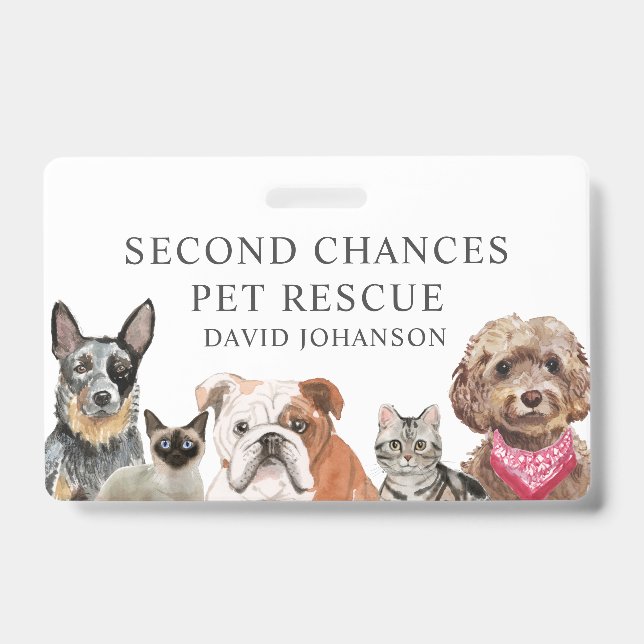 Pet Rescue Organisation Name Illustrated Pets Name ID Badge (Front)