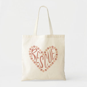 Pet Rescue Paw Print Heart Tote - Pink paw prints Bag