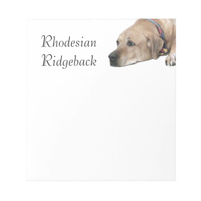 Pet Rhodesian Ridgeback Dog Picture Notepad (Front)