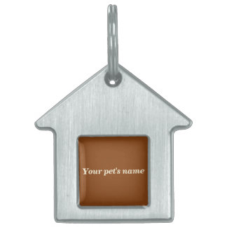 Pet’s Name With Brown Background on House Shaped Pet ID Tag
