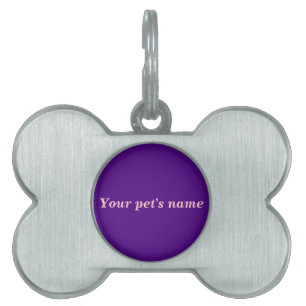 Pet’s Name With Purple Background on Bone Shaped Pet ID Tag