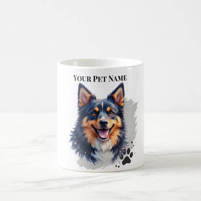 Pet’s Simple Modern Name & Photo Custom Design Coffee Mug (Center)