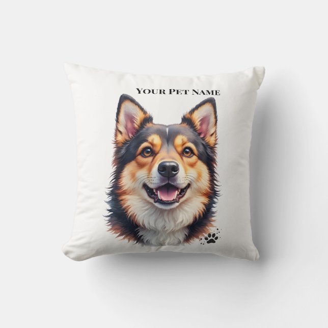 Pet’s Simple Modern Name & Photo Custom Design Cushion (Front)