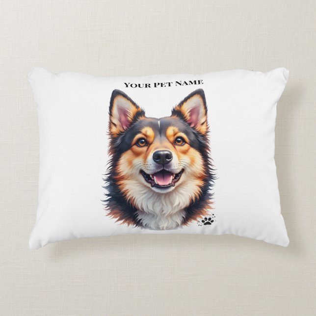 Pet’s Simple Modern Name & Photo Custom Design Decorative Cushion (Front)