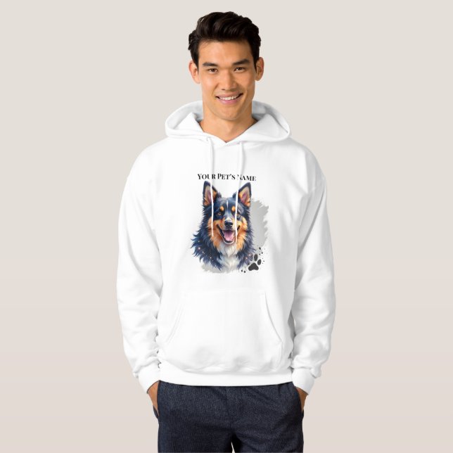 Pet’s Simple Modern Name & Photo Custom Design Hoodie (Front Full)