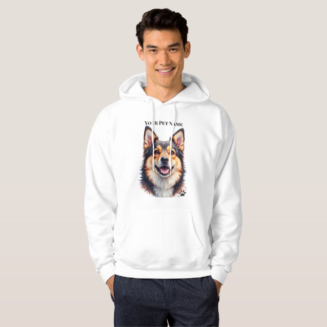 Pet’s Simple Modern Name & Photo Custom Design Hoodie (Front Full)