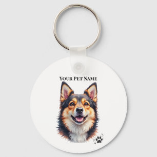 Pet’s Simple Modern Name & Photo Custom Design Key Ring