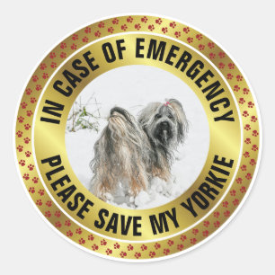 Pet Safety Alert Custom First Responder Dog Photo Classic Round Sticker