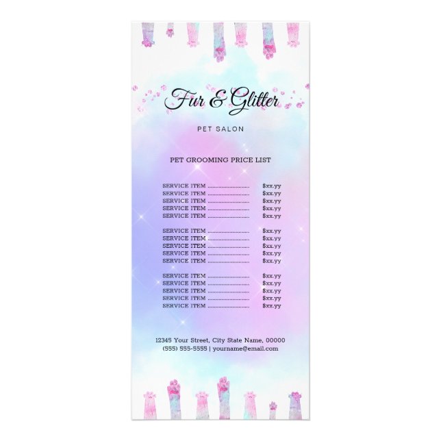 pet salon price list rack card (Front)