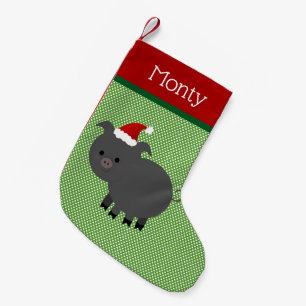Pet Santa Black Pig  Stocking