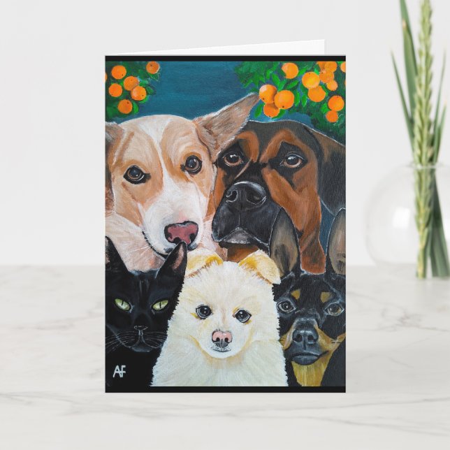 Pet Selfie Painting by Alfred Fox Card (Front)