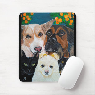 Pet Selfie Painting by Alfred Fox Mouse Pad