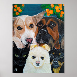 Pet Selfie Painting by Alfred Fox Poster