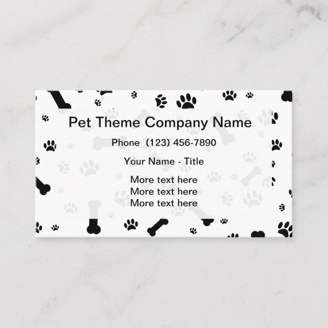 Pet Service Paw Print Pattern Business Card (Front)