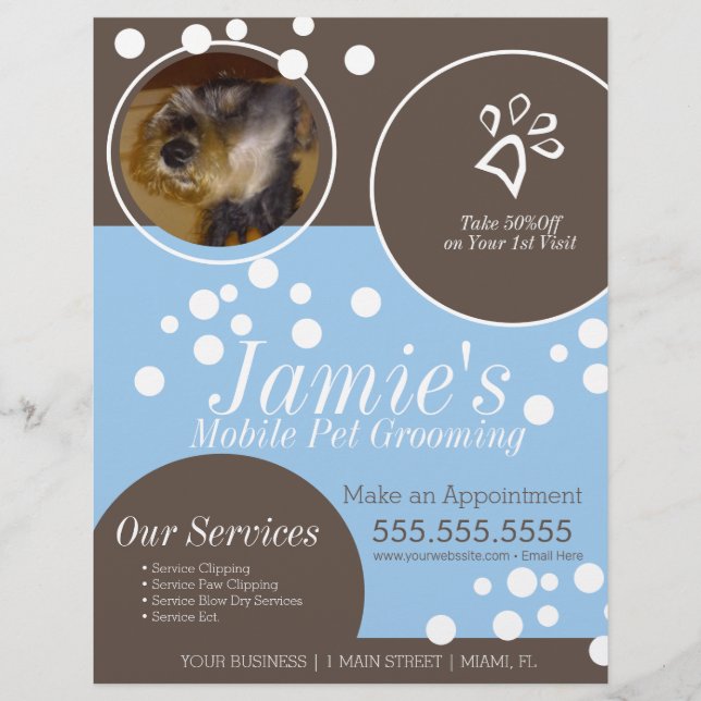 Pet Services Grooming Dog Bubbles Photo Flyer (Front)