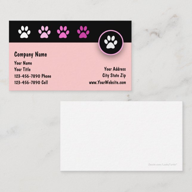 Pet Services Modern Paw Design Business Card (Front/Back)