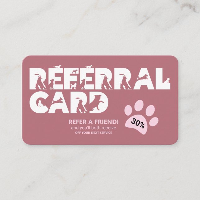 Pet Services Paw Print  Referral Card (Front)